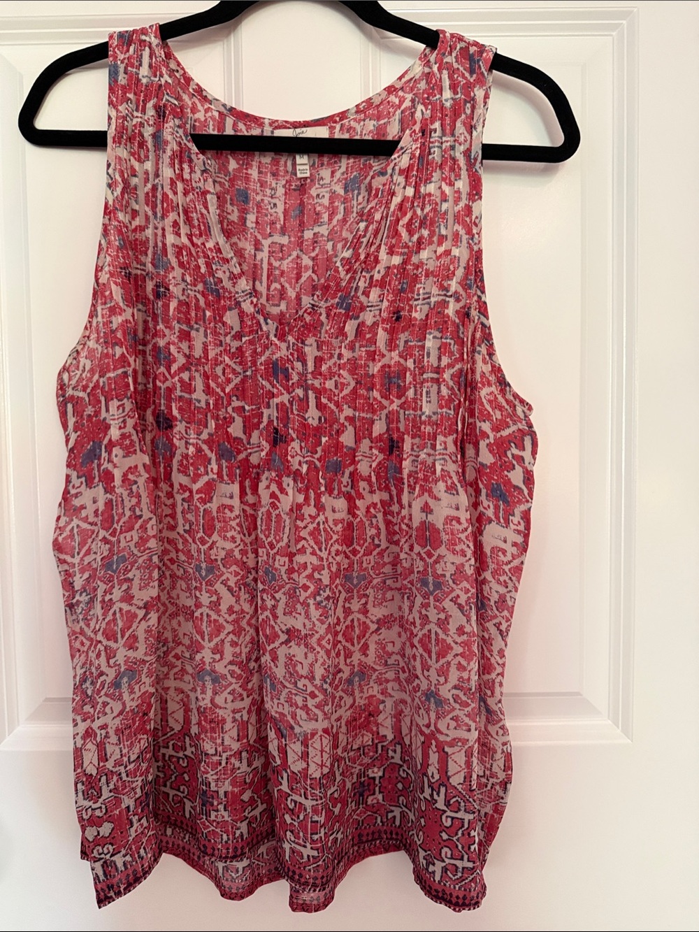 Joie Red and Pink Patterned V-Neck Sleeveless Camisole